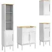 vidaXL Badkamermeubel Set FLORO 4 st Wit Massief vurenhout