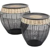 Kare design Bijzettafel African Drums Set van 2