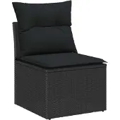 vidaXL Tuinbank Set 10 st 7-zits Zwart poly rattan