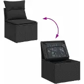 vidaXL Tuinbank Set 10 st 7-Aantal zitplaatsen Zwart poly rattan