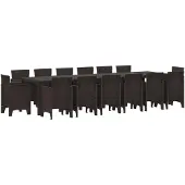 vidaXL Tuin Eettafel Set 15 st Bruin Polt riet