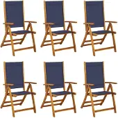 vidaXL Tuinstoelen inklapbaar 6 st massief acaciahout en textileen