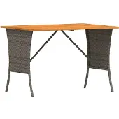 vidaXL Tuintafel met acaciahouten blad 105x75x72 cm poly rattan grijs