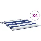 vidaXL Tuinstoelkussens 4 st gestreept 50x50x4 cm stof wit en blauw