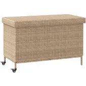vidaXL Tuinbox met wielen 110x55x73 cm poly rattan gemengd beige