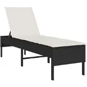 vidaXL Ligstoel met kussen zwart 55x200x44cm polyrotan