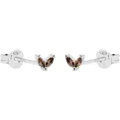 Karma Oorknoppen Double Leaves Tiny Choco Zilver