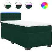vidaXL Boxspring met matras fluweel donkergroen 90x200 cm