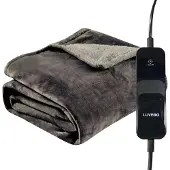 Sans marque Elektrische Bovendeken Warmte deken met Fleece/Sherpa | Plaid 180x130 CM | 3.5 Meter Kabel | 160W | Donker Grijs