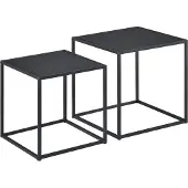 En.casa Bijzettafel set van 2 zwart metaal 40x40x40 - 35x35x35 cm