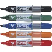 Pilot V-Board Master markeerstift 5 stuk(s) Beitelvormige punt Zwart, Blauw, Groen, Oranje, Rood