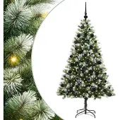 vidaXL Kunstmatige Scharnierende Kerstboom met Gevlokte Sneeuw Warmwit