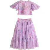 Next Set 'Lehenga' lichtblauw / groen / lavendel / rosa