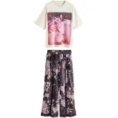 Next Pyjama ecru / olijfgroen / donkerlila / rosa