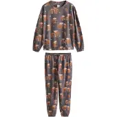 Next Pyjama bruin / aardetinten / groen / offwhite