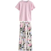 Next Pyjama lichtbeige / blauw denim / rosa / zwart