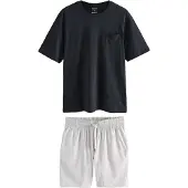 Next Pyjama kort lichtgrijs / zwart