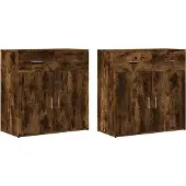 vidaXL Dressoirs 2 st 79x38x80 cm bewerkt hout gerookt eikenkleurig