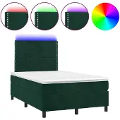 vidaXL Boxspring met matras en LED fluweel donkergroen 120x200 cm
