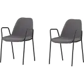 Ebuy24 2 x Klädesholmen eetkamerstoel met armleuningen donkergrijs.