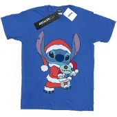 Disney Meisjes Lilo en Stitch Kerstmis T-shirt Katoen (Koningsblauw)