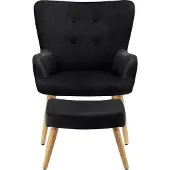 Loft 24 Coco-Fauteuil & Kruk - Zwart Fluweel