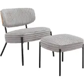 Loft 24 Jerry-Loungestoel & Kruk - Lichtgrijs