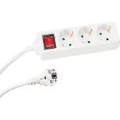 Perel Stekkerdoos - 3 Stopcontacten type F - Schakelaar 3 m kabel - Wit