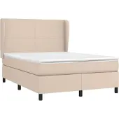 vidaXL Boxspring met matras kunstleer cappuccinokleurig 140x200 cm