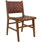 House Nordic Eetkamerstoel leer Bruin - Houten Frame - 53x51x87cm
