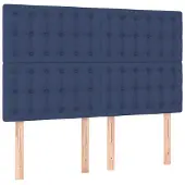 vidaXL Hoofdbord blauw 144x5x118/128 cm stof