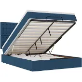 vidaXL Ottoman bed met matras 140x190cm stof blauw