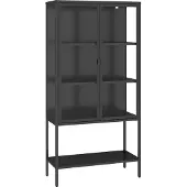 En.casa Vitrinekast Borshavisa staal 160x80x35 cm zwart []