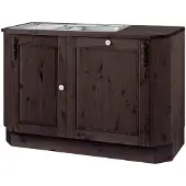 Notio Living Sylt-Spoelbakmeubel - 2-deurs - Donkerbruin Grenen