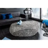 Invicta Salontafel LEAF 122cm metaal zilver handgemaakt - 38939