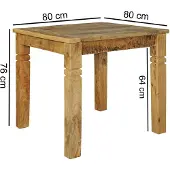 Wohnling Eettafel RUSTICA mangohout 80 cm