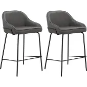 Loft 24 Oline-Barkruk - Set van 2 - Antraciet Stof