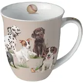 Ambiente beker-porselein-fine bone China--playing puppies-spelende pups-honden- hondenliefhebber