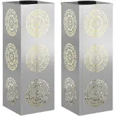 vidaXL Zonnepaneel LED straatlamp, 2 stuks, warm wit licht, 18 x 18 x 50 cm
