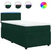 vidaXL Boxspring met matras fluweel donkergroen 90x200 cm