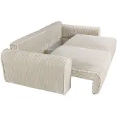 Vente-unique Vierzits slaapbank met diepere zit in grof ribfluweel beige TELARO