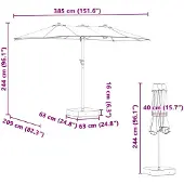 vidaXL Tuinparasol Antraciet 385 x 209 x 244 cm Polyester