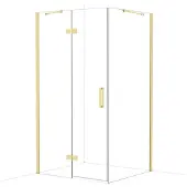 Maxaro Diamond Douchecabine | 110x100 cm Glanzend lichtgoud Helder glas Draaideur Rechthoek