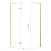 Maxaro Diamond Douchecabine | 110x90 cm Glanzend lichtgoud Helder glas Draaideur Rechthoek