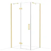 Maxaro Diamond Douchecabine | 110x80 cm Glanzend lichtgoud Helder glas Draaideur Rechthoek