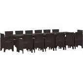 vidaXL Tuin Eettafel Set 15 st Bruin Polt riet