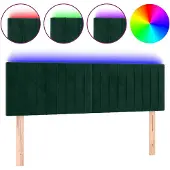 vidaXL Hoofdbord LED 144x5x78/88 cm fluweel donkergroen