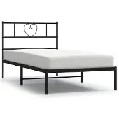 vidaXL Bedframe met hoofdbord metaal zwart 100x190 cm