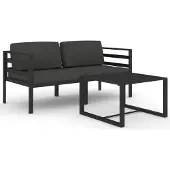 vidaXL 3-delige Loungeset met kussens aluminium antracietkleurig