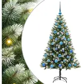 vidaXL Kunstmatige Scharnierende Kerstboom met Gevlokte Sneeuw Warmwit
